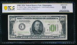 AC 1934 $500 FIVE HUNDRED DOLLAR BILL Philadelphia LGS PCGS 55 comment