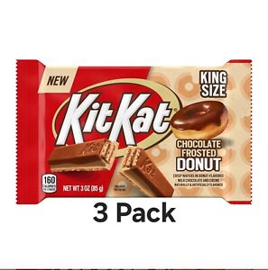 Kit Kat Chocolate Frosted Donut King Size 3oz - New - PACK OF 3 - EASTER - RARE