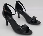 REFRESH TWINKLE-07 WOMEN'S STRAPPY PUMPS HEELS SHINY BLACK SHOES ANKLE STRAP