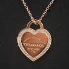 AUTH TIFFANY & CO. DIAMOND RETURN TO HEART NECKLACE IN 18K ROSE GOLD NECK:40.5CM
