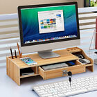 Computer Monitor Stand Riser with Drawer - Wood Desk Organizer with Phone Holder