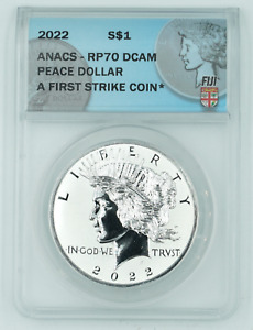 2022 ANACS RP70DCAM Peace Silver Dollar FIJI First Strike
