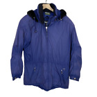 Obermeyer Navy Blue Hooded Thermolite Insulated Winter Ski Jacket Full Zip Sz 12