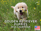 Golden Retriever Puppy Dog Lovers Gift 2024 Wall Calendar