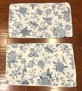 New ListingSimply Shabby Chic Jacobean Floral King Pillow Shams Blue White Cottage