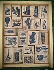 Lot of 21 Gorgeous World Landmarks RUBBER STAMPS Set (Brand New In Box)