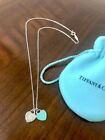 TIFFANY & Co. Return to Mini Double Heart Pendant Necklace Enamel Blue USED
