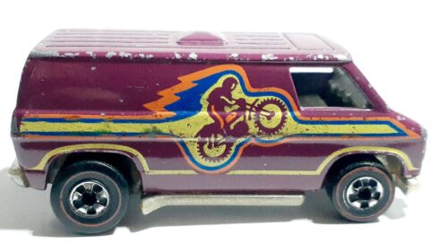 Hot Wheels '74 Chevy Van Motocross Graphics Plum Color & Redline Tires.