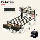 Bestier Full Size Platform Bed Frame with PU Leather Storage Headboard Led Light