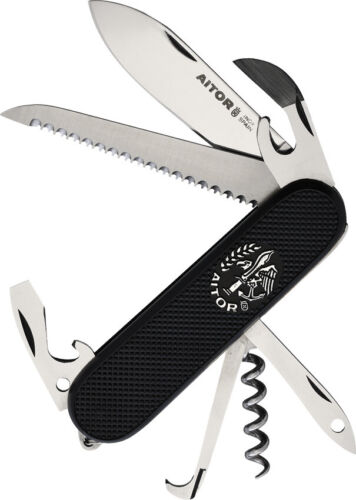 Aitor Gran Montanero Black Smooth ABS Folding Stainless Pocket Knife 16000N