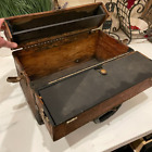 Antique Wood Tackle Box Custom made double fold out drawers Tools Tack 3 locks