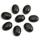 5x3MM-11X9MM NATURAL BLACK ONYX OVAL SHAPE FLAT BACK CABOCHON FOR JEWELRY