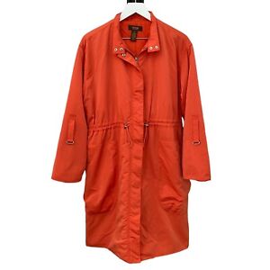 Victor by Victor Alfaro Orange Zipper All-Weather Trench Rain Coat Size Medium