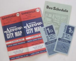 1976 Street Plan GAINESVILLE Alacua County Florida University Bus Route Maps