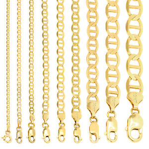 10K Yellow Gold Solid 2mm-9mm Mariner Anchor Link Chain Necklace Bracelet 7