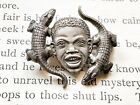 Antique Vintage Sterling African American Boy with Alligators Pin Brooch