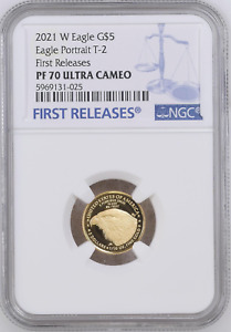 W@W - 2021-W $5 1/10oz,Type 2, Proof Gold Eagle NGC PF70UC FR-Eagle On The Front