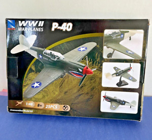 P-40  WWII War Plane Model Kit 1:48 Scale New Ray 25 Pieces Airplane 874677 NIB