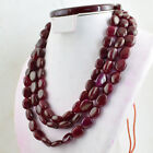 1042.00 Cts Earth Mined 3 Strand Red Ruby Real Beads Handmade Necklace NK 72E24