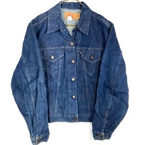 Vintage Levi's 71205 0217 Denim Jean Jacket Size 46 L Blue Dark Wash Made Usa