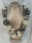 Stunning Statement Necklace Large Gumball Pearl Rhinestone and Crystal Necklace