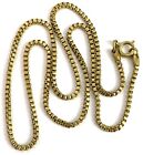 Vintage Box Chain Necklace Brass Metal 16” Long Unclasped