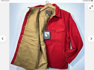 C.C. Filson Mackinaw Wool Jac Shirt Shacket Lined Size Mens XL Red Oak