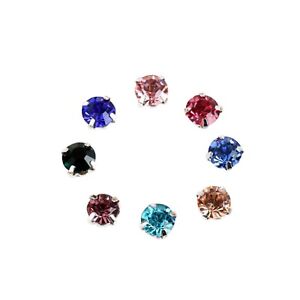 Craft DIY Silver Mixed Color Crystal Glass Rose Montees Sew on Rhinestones Beads