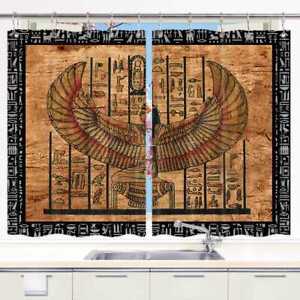New ListingEgypt Kitchen Curtains Window Drapes 2 Panel Set w Hook Vintage Medieval Myths