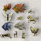 Vintage to Now Figural Animal  Brooches Pins Lot of 12 Mixed Types