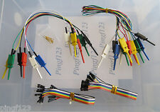 One Lot mini grabber  IC test clip jumpers w 200mm F/F, M/F ribbon wires & pins