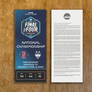Customizable UConn v SDSU Final Four Championship Physical Ticket Stub Any Sear