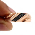 0.15 Ct Round Cut Black Natural Diamond 14K Rose Gold Plated Mens Ring