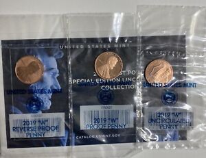 2019 W Lincoln Shield Cent -West Point Mint- 3 Coin Lot w/ Original Mint Plastic