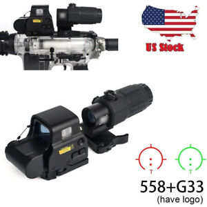 Tactical HHS Holographic Sight 558 Red Green Dot Reflex With G33 Magnifier Clone