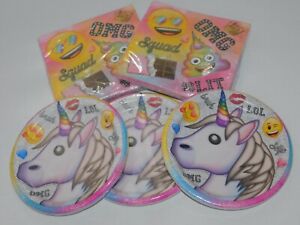 Girl Teen Tween Birthday Party Plates & Napkins Texting Emojis Unicorn