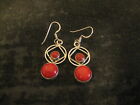 Sterling Silver Red Coral Dangle Earrings