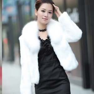 Lady Faux Fur Short Coat Slim Fit Jacket Open Front Outerwear Winter Warm Tops
