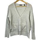 ATM Women's Gray 100% Cashmere Cardigan Sweater Size S Ribbed