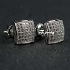 1Ct Simulated Pave Diamond Men's Screw Back Stud Earrings 14k White Gold Plated