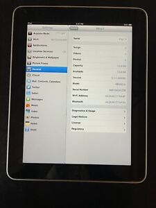 APPLE iPad 1st Gen 16GB Wi-Fi 9.7in  Black A1219 MB292LL With Cord