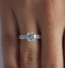 1 Ct Pave 4 Prong Round Cut Diamond Engagement Ring SI2 D White Gold 18k