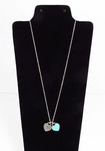 Return to Tiffany & Co. Sterling Silver Enamel Love Heart Charm Necklace 16
