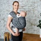 Woven baby wrap carrier organic cotton gray for newborn, infant and toddler