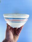 Vintage MCCOY Pottery Bowl  Blue & Pink Stripes Medium Size 7”