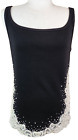 Amanda Adams Conture Beaded Tank Shirt Black Ivory Lace NWOT Sz M