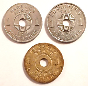 Tax Tokens Lot Of 3 Luxury Sales And Consumers Tax Alabama Oklahoma