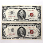 New ListingLot of 2 Crisp 1966 $100 Red Seal United States Notes. Lot.11