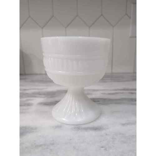 New ListingMilk Glass Vase Compote Serving Goblet, Vintage Home Kitchen Decor, White Glass