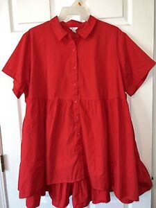 Cato Red Longer Ruffle Back Shirt Size 22/24